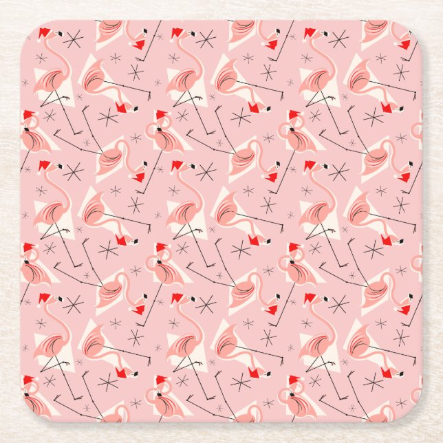 Flamingo Santas Rosa Multi underlägg square Papper Kvadrat (Framsidan)