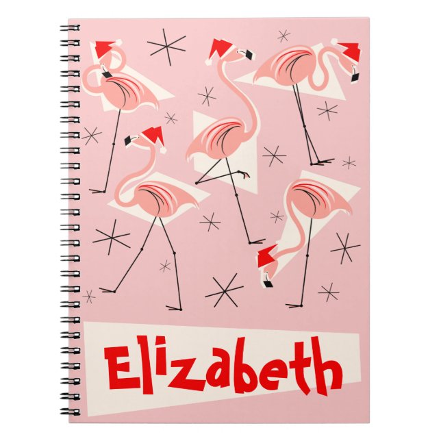 Flamingo Santas Rosa Namn bärbar dator Anteckningsbok (Framsidan)