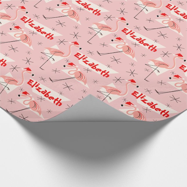 Flamingo Santas Rosa Namn inslagning papprare Presentpapper (Hörn)