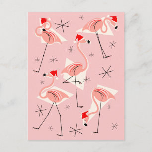 Flamingo Santas Rosa vycard porträtt Helg Vykort