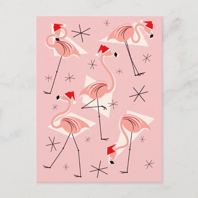 Flamingo Santas Rosa vycard porträtt Helg Vykort (Framsida)