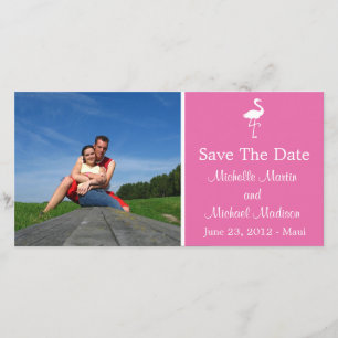Flamingo Save the Date Photocard (Mörkens Rosa) Spara Datumet