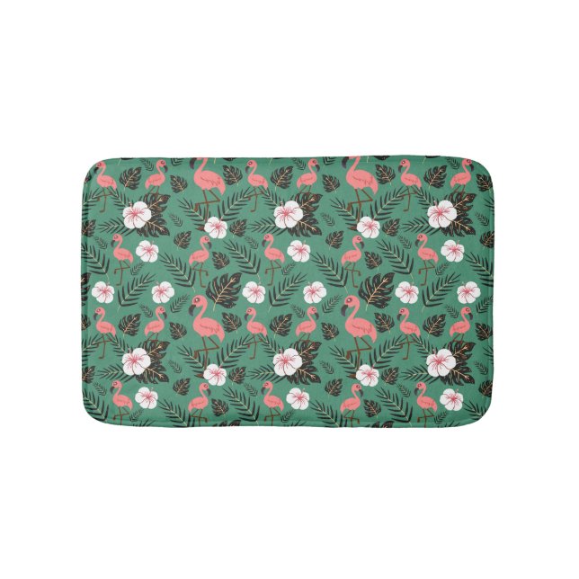 Flamingo seamless pattern pink on green background badrumsmatta (Framsidan)