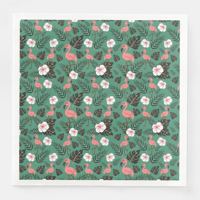 Flamingo seamless pattern pink on green background pappersservett (Framsida)