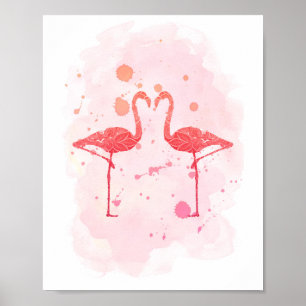 "Flamingo Sergranat" Rosa Watercolor Flamingo Poster