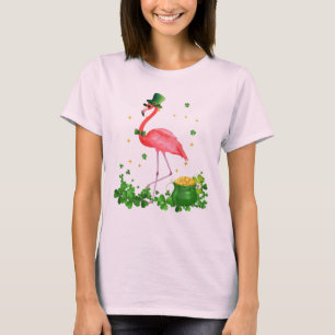 Flamingo, Shamrock, Irish, Rosa flamingo T Shirt