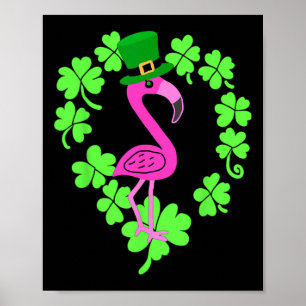 Flamingo Shamrock St patricks day Animal Poster