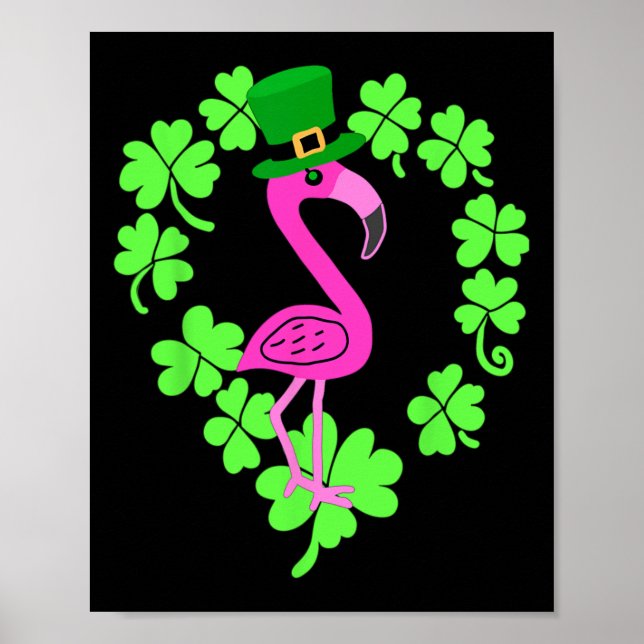 Flamingo Shamrock St patricks day Animal Poster (Framsidan)