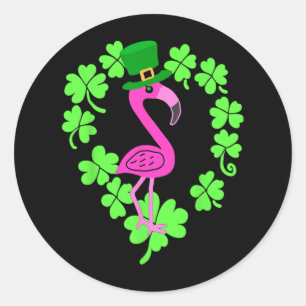 Flamingo Shamrock St patricks day Animal Runt Klistermärke