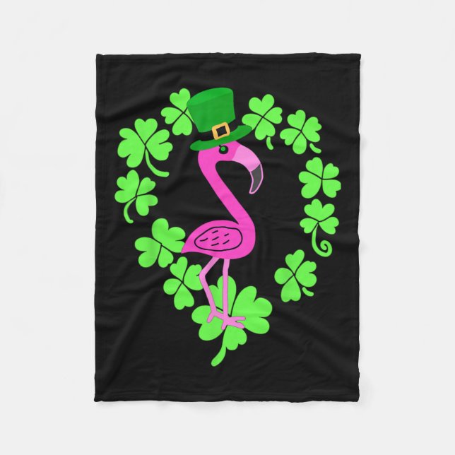 Flamingo Shamrock St Patricks Day Djur  Fleecefilt (Framsidan)