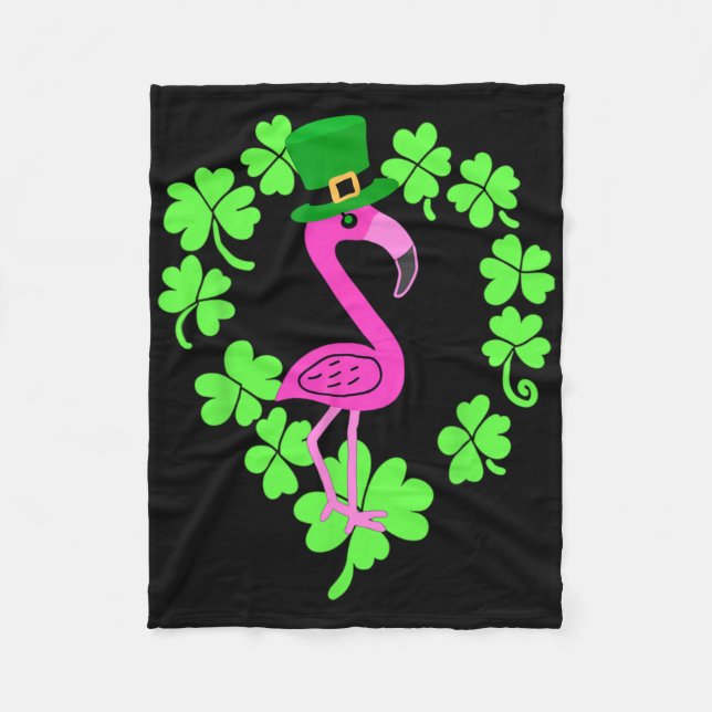 Flamingo Shamrock St Patricks Day Djur  Fleecefilt (Framsidan)