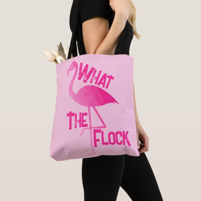 Flamingo shock rosa geometriskt vad flockens rosa  tygkasse (Närbild)