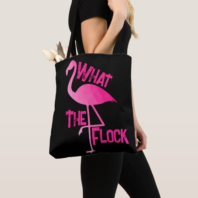 Flamingo shock rosa geometriskt vad flockens rosa  tygkasse (Närbild)