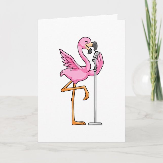 Flamingo sjunger med mikrofon kort (Framsida)