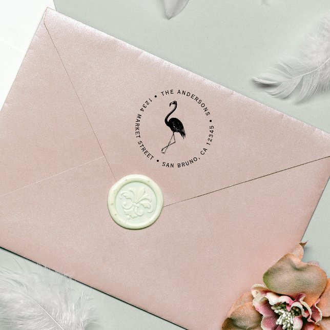Flamingo | Skapa din egen cirkulära Returadress Stämpel (Skapare uppladdad)