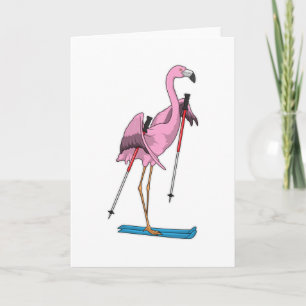 Flamingo skidåkare Skida Kort
