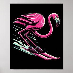 Flamingo Skidåkning Ski Älskare Skidåkare För Män Poster