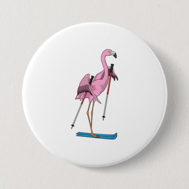 Flamingo Skier Ski Knapp (Framsida)