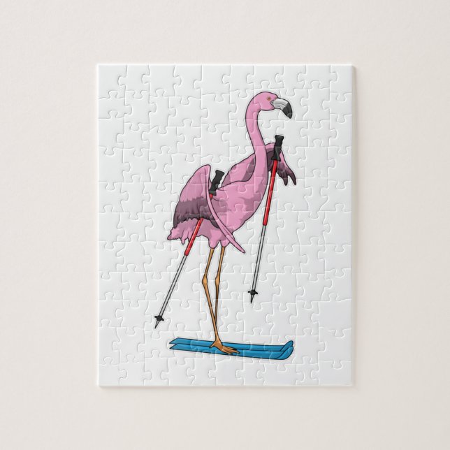 Flamingo Skier Ski Pussel (Vertikal)