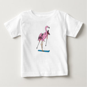 Flamingo Skier Ski T Shirt