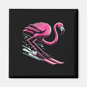 Flamingo Skiing Ski Älskare Skier För manar kvinno Magnet
