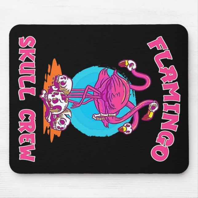 Flamingo Skull Crew Halloween | Flamingo Älskare Musmatta (Framsidan)