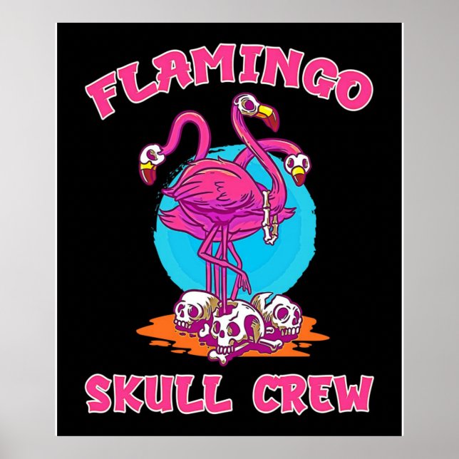 Flamingo Skull Crew Halloween | Flamingo Älskare Poster (Framsidan)