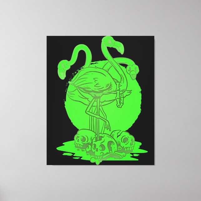 Flamingo Skull Halloween | Gift med Flamingo Älska Canvastryck (Framsida)