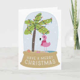 Flamingo Snö Globe Beach God jul Kort