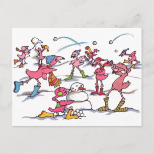 Flamingo Snowball-vykort Vykort