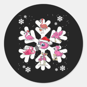 Flamingo Snowflake jul Pajama Cute Dabbing Runt Klistermärke