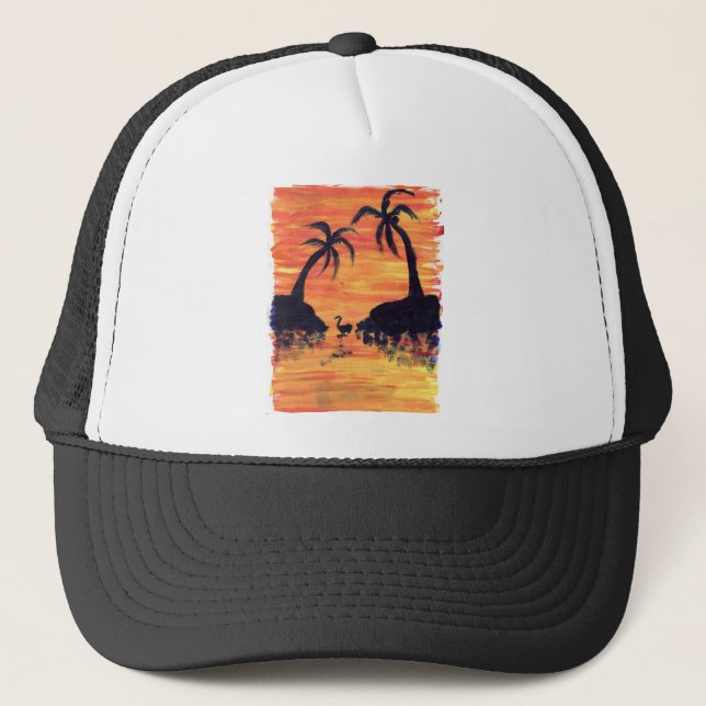 Flamingo Solnedgång Truckerkeps (Framsida)