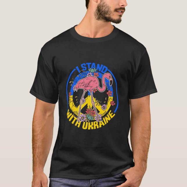 Flamingo Solros Ukrainas Flagga  T Shirt (Framsida)