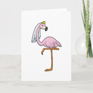 Flamingo som Bride vid Bröllop med Veil Kort