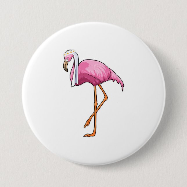 Flamingo som brud med slöja knapp (Framsida)