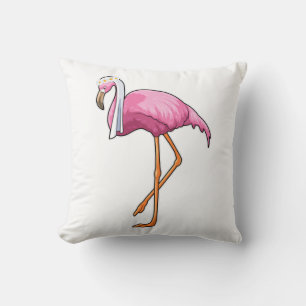 Flamingo som brud med slöja kudde