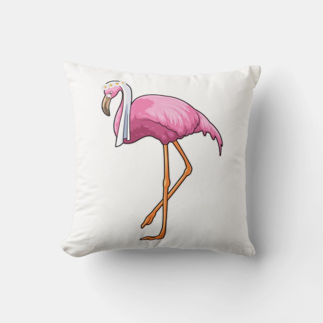 Flamingo som brud med slöja kudde (Framsida)
