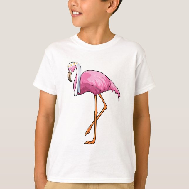 Flamingo som brud med slöja t shirt (Framsida)