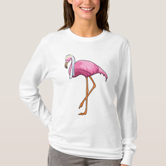 Flamingo som brud med slöja t shirt (Framsida)