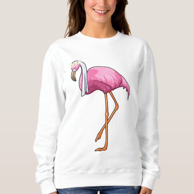 Flamingo som brud med slöja t shirt (Framsida)