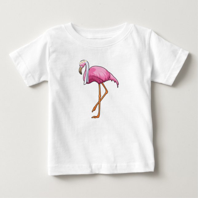 Flamingo som brud med slöja t shirt (Framsida)