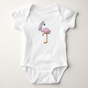 Flamingo som brud på bröllop med slöja t shirt