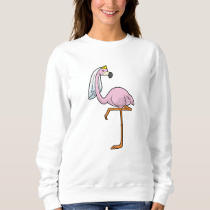 Flamingo som brud på bröllop med slöja t shirt