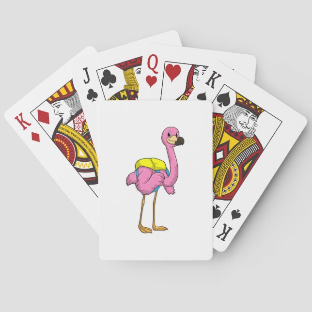 Flamingo som elever med skolbag casinokort (Baksidan)