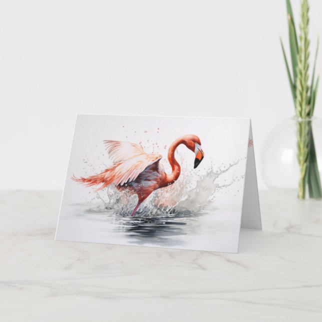 Flamingo som flyger ut från Vatten Kort (Framsida)