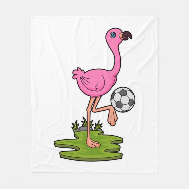 Flamingo som fotbollsspelare med fotboll fleecefilt (Framsidan)