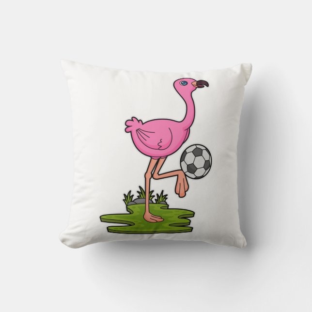 Flamingo som fotbollsspelare med fotboll kudde (Framsida)