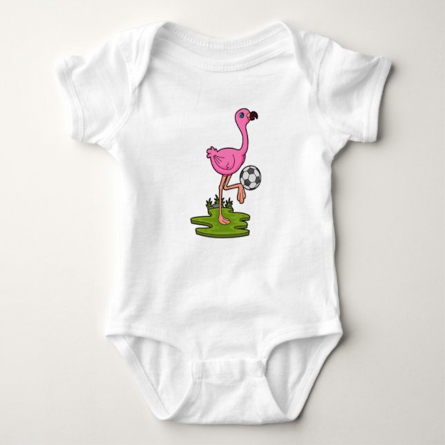 Flamingo som fotbollsspelare med fotboll t shirt (Framsida)