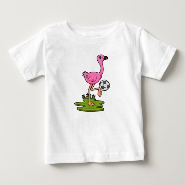 Flamingo som fotbollsspelare med fotboll t shirt (Framsida)