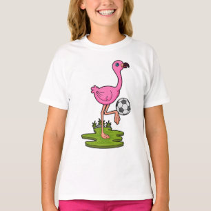 Flamingo som fotbollsspelare med fotboll t shirt